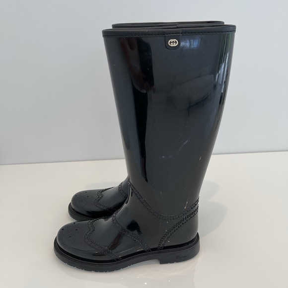 GUCCI BLACK BOOTS NERO OLD LAI RUBBER BOOTS SIZE IT 38 / US 8 - Picture 3 of 16